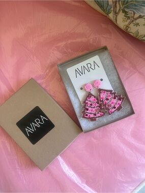 Avara Pink Beaded Tree Drop Earrings